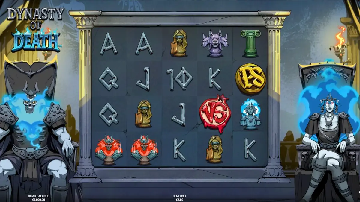 Cena de jogo do slot Dynasty of Death com Hades e Perséfone